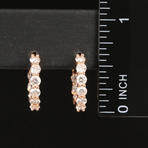 Tiffany & Co. 18K Rose Gold 1.51 CTW Inside-Out Hoop Diamond Earrings - Picture 4 of 10